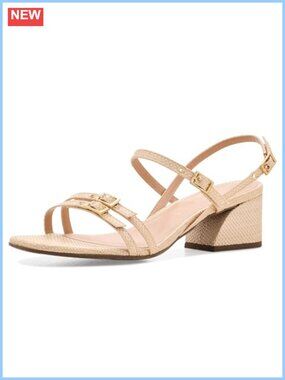 Block Heel Sandals with Double Buckle Ankle Strap